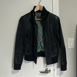 Leather bomber jacket